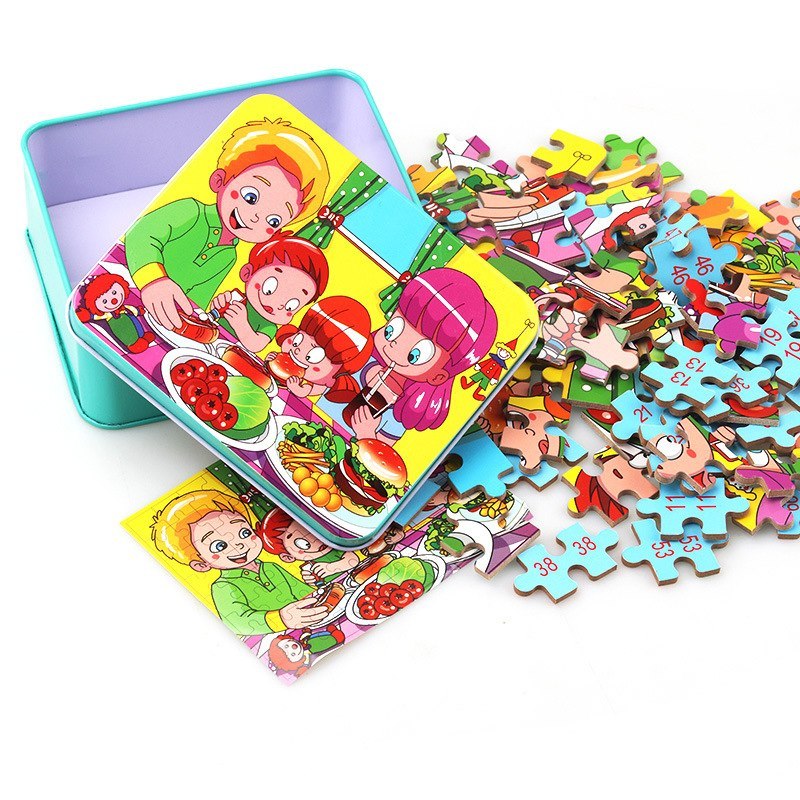 80PCS wooden educational toys educational development baby kids training toys children animal puzzle - Image 4