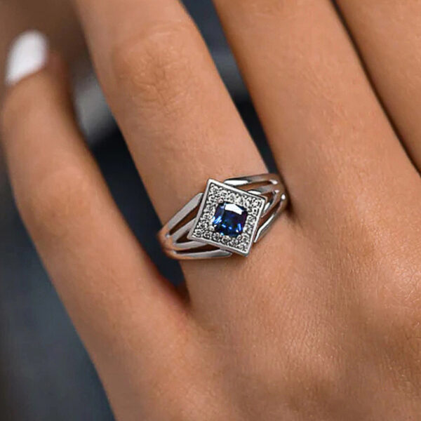 Womens Diamond-shaped Geometric Micro-pave Cubic Zirconia Multi-layer Ring - Image 7