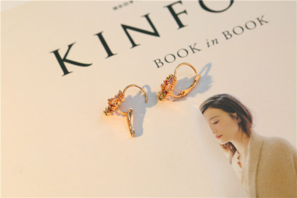 Colorful Zircon Ear Clips In Rose Gold - Image 11