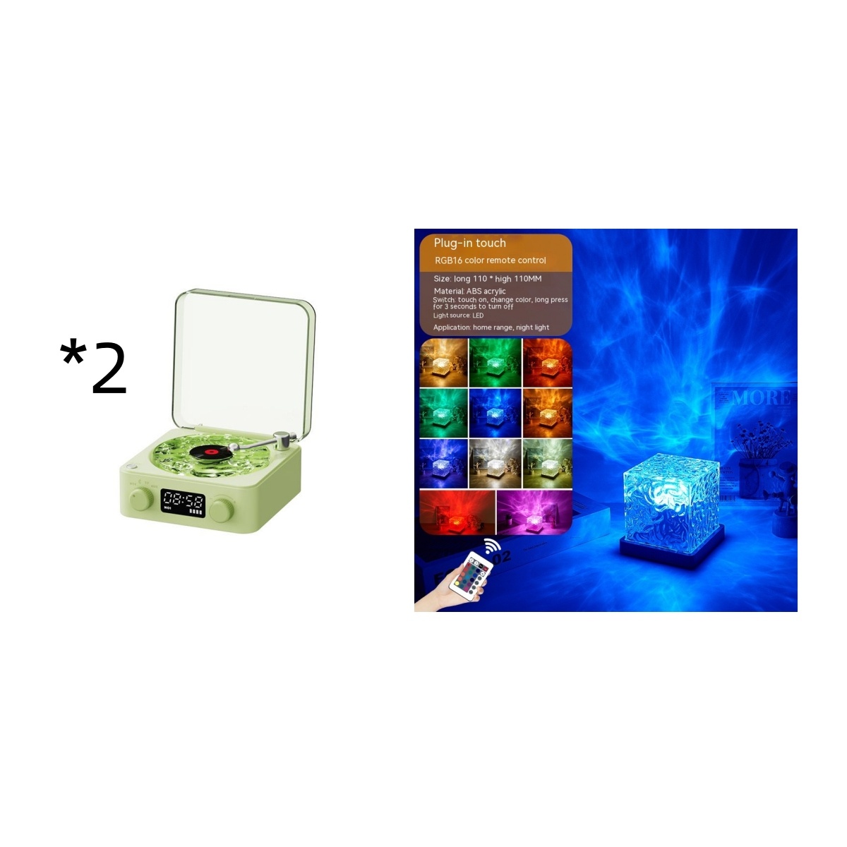 Retro Turntable Speaker Wireless Bluetooth-compatible 5.0 Vinyl Record Player Stereo Sound With White Noise RGB Projection Lamp Effect - Image 26