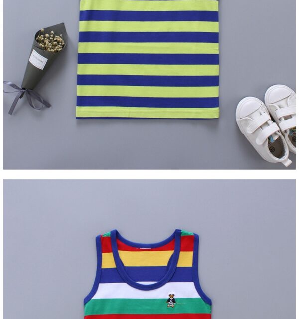Breathable Cotton Striped Sleeveless Kids Vest - Image 15