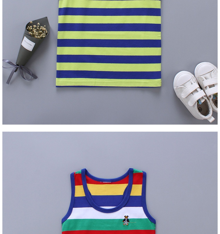Breathable Cotton Striped Sleeveless Kids Vest - Image 15