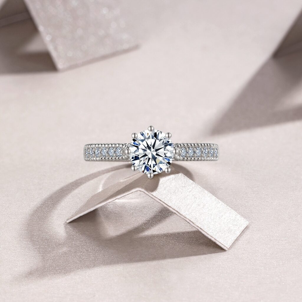 1-carat Luxury Fashion Minimalist Trend Jewelry Ring Set With Top-quality Morganite, Made Of S925 Silver With Electroplated Platinum, Suitable For Ladies.