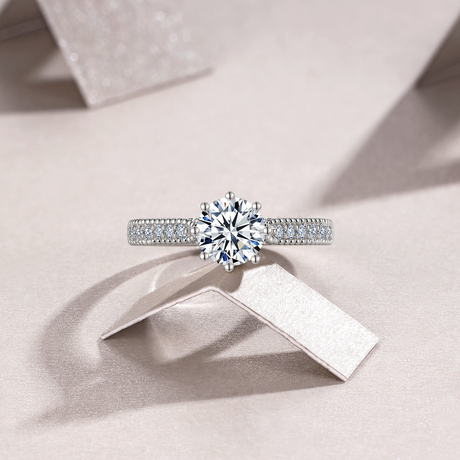 1-carat Luxury Fashion Minimalist Trend Jewelry Ring Set With Top-quality Morganite, Made Of S925 Silver With Electroplated Platinum, Suitable For Ladies. - Image 5