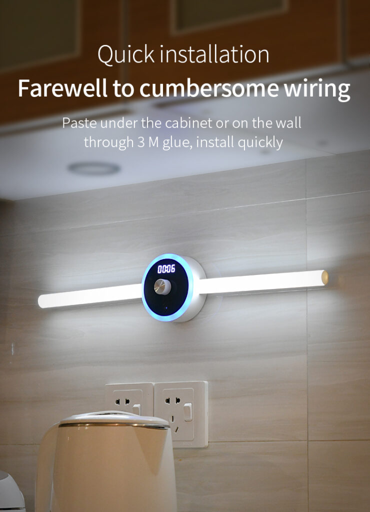 Smart Cabinet Light Clock Timing Sensor Light Removable LED Wardrobe Light Human Body Sensor Light