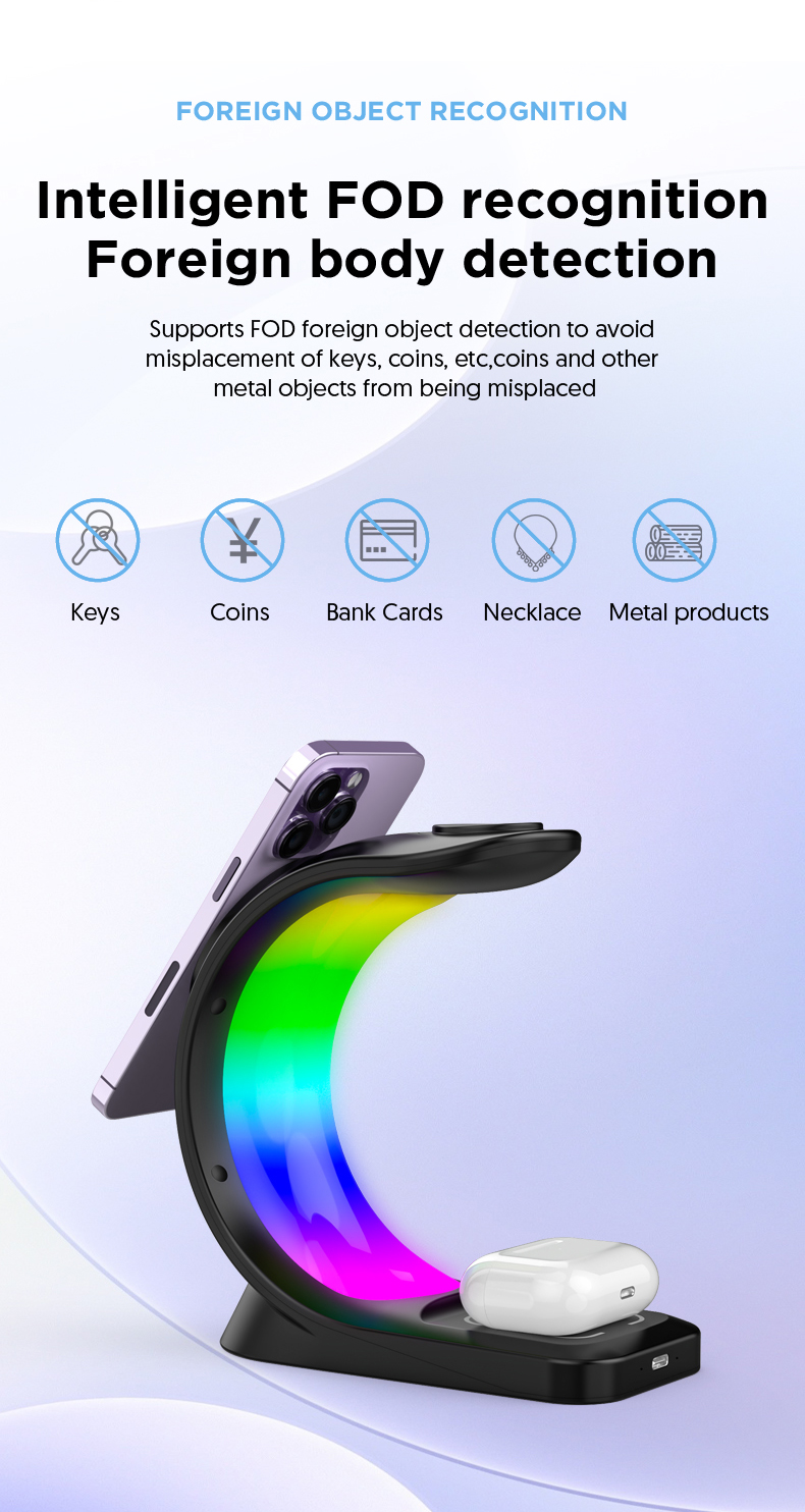 4 In 1 Magnetic Wireless Charger Fast Charging For Smart Phone Atmosphere Light Charging Station For Airpods Pro I-phone Watch - Image 23