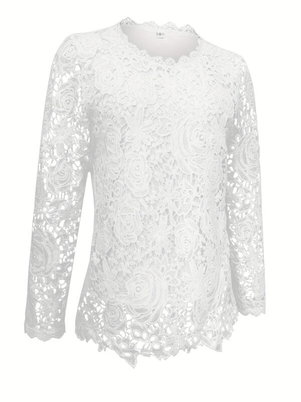 Lace Crewneck Long-sleeve Vintage Top - Image 4