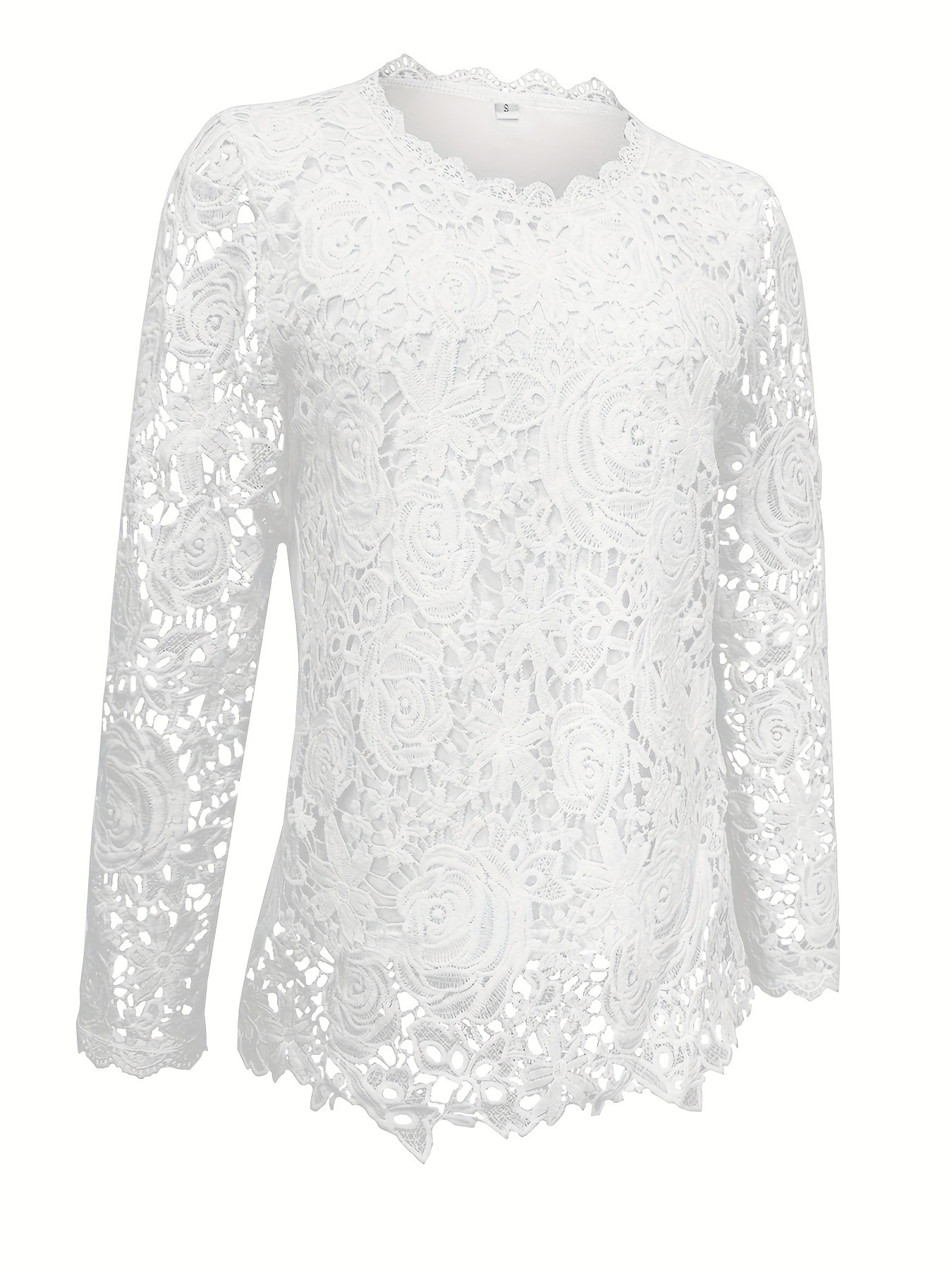 Lace Crewneck Long-sleeve Vintage Top - Image 4