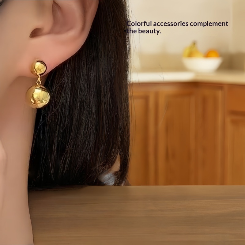 Fashionable Unique And Personalized Metal Round-Ball Tassel Earrings - Image 6