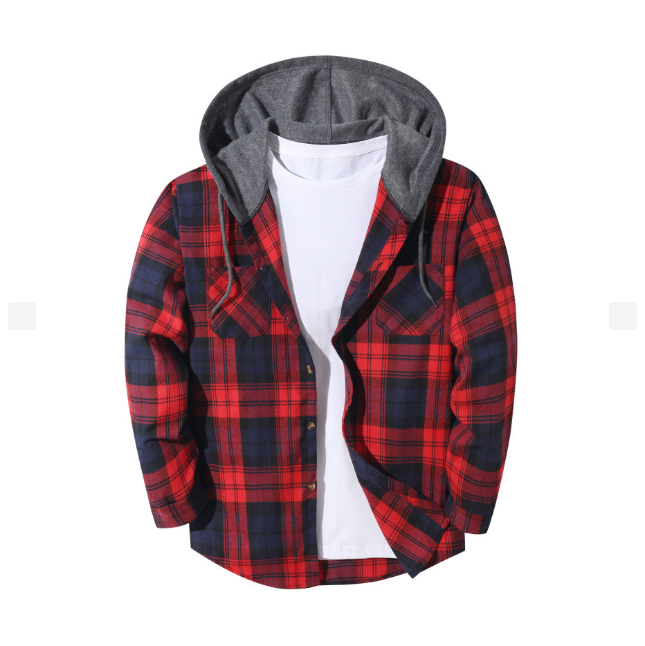 Mens Trendy Plaid Hooded Jacket - Image 66