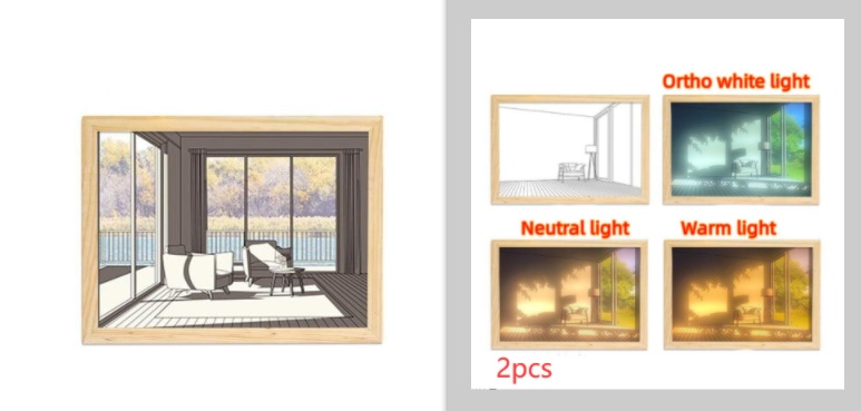 Illuminated Picture LED Decorative Light Painting Bedside Picture Style Creative Modern Simulate Sunshine Drawing Night Light Gift - Image 87