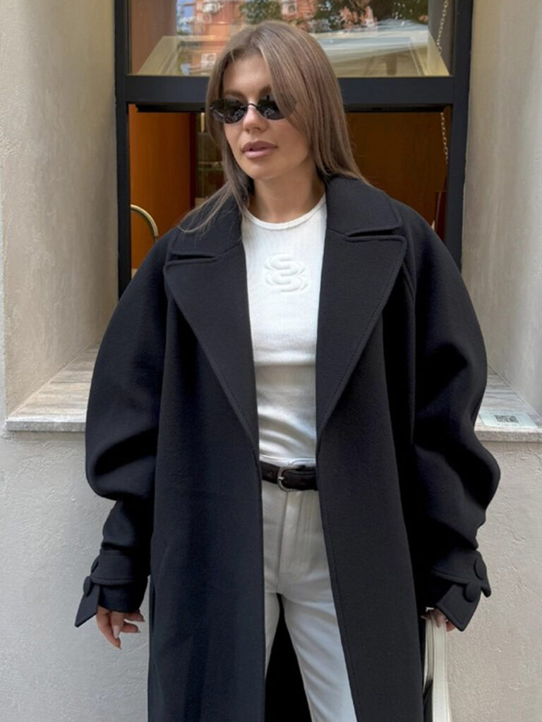 Fashionable Commuter-Style Lapel-Collar Split Loose Long Coat