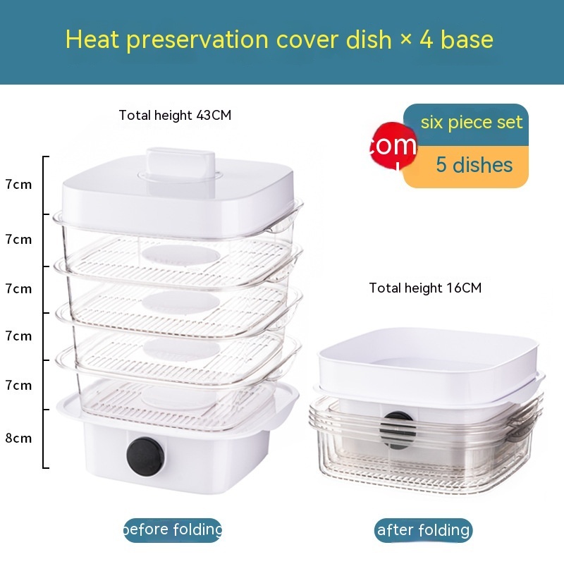 Multi-layer Dish Cover Heat Preservation Kitchen Cover Dining Table Leftover Storage Box Transparent Stack Cooking Hood Steamer - Image 20