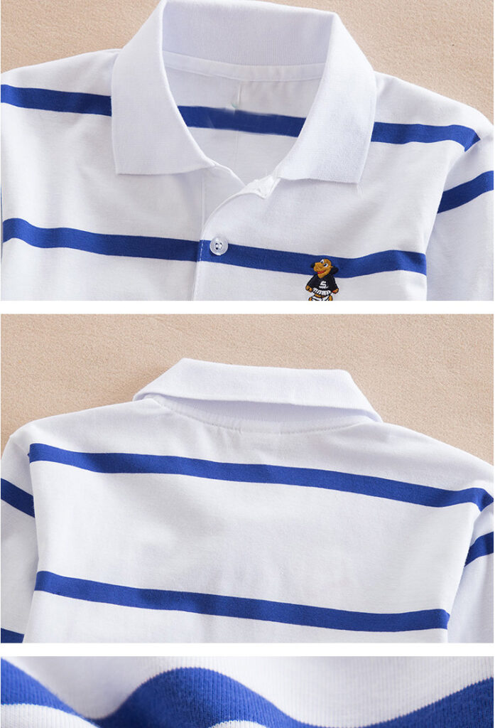 Turn-down Collar Long-sleeve T-shirt Childrens Clothing Business Top