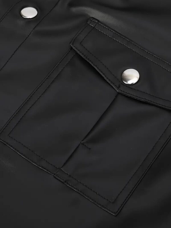 European And American-style Summer Casual Mens Patent Leather Tight-fitting Short-sleeve Top - Image 8