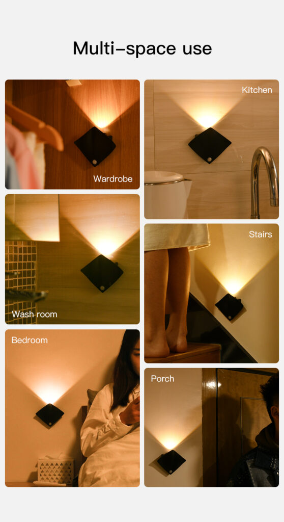 Wireless USB Rechargeable Decor Wall Lamp Human Body Sensing Home Decor Night Lights Bedroom Porch Balcony Corridor Decor Lamps