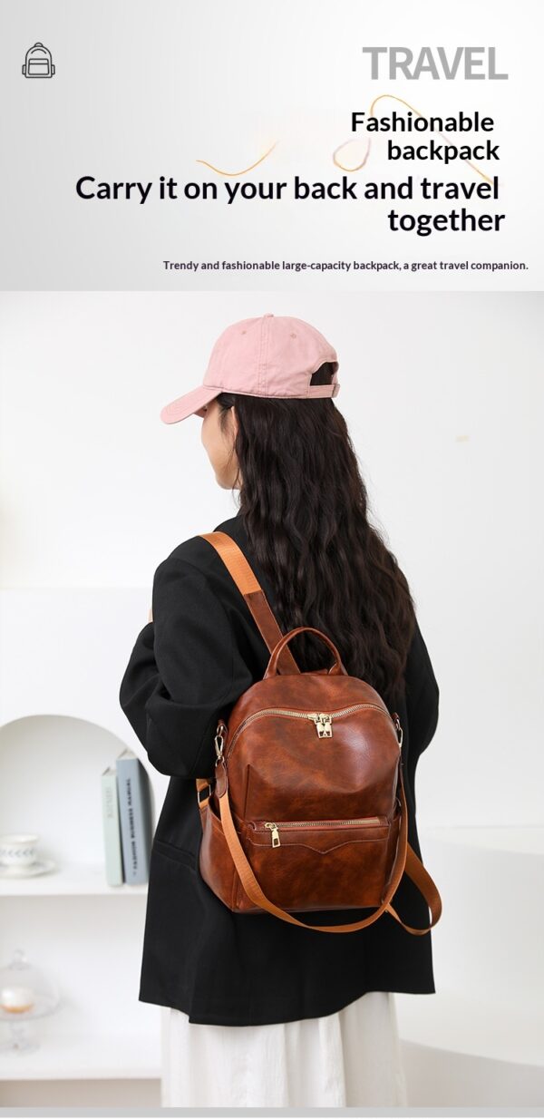 Korean-style Soft PU Large-Capacity Versatile SpringSummer New Arrival Womens Travel Backpack - Image 23