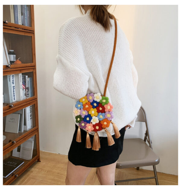 Ethnic Fluffy Bag For Women, Fashion Trend, Floral Small Round Bag, Stylish And Versatile, Can Be Worn On One Shoulder Or Cross-body - Image 23