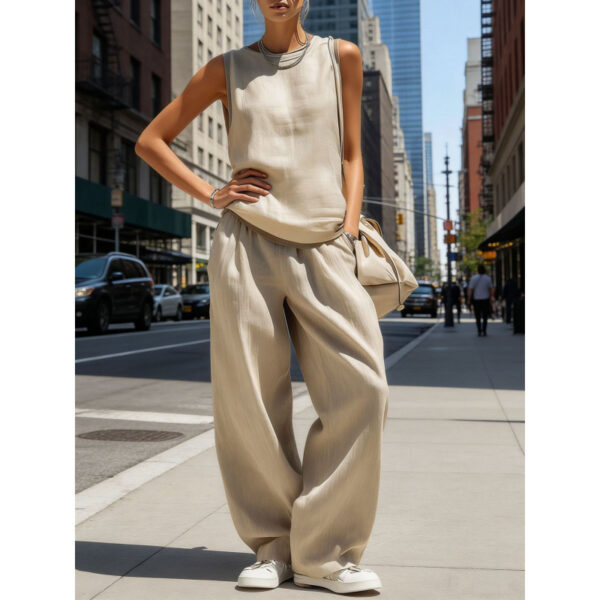 Womens Sleeveless Top And Pants Two-piece Set - Image 2