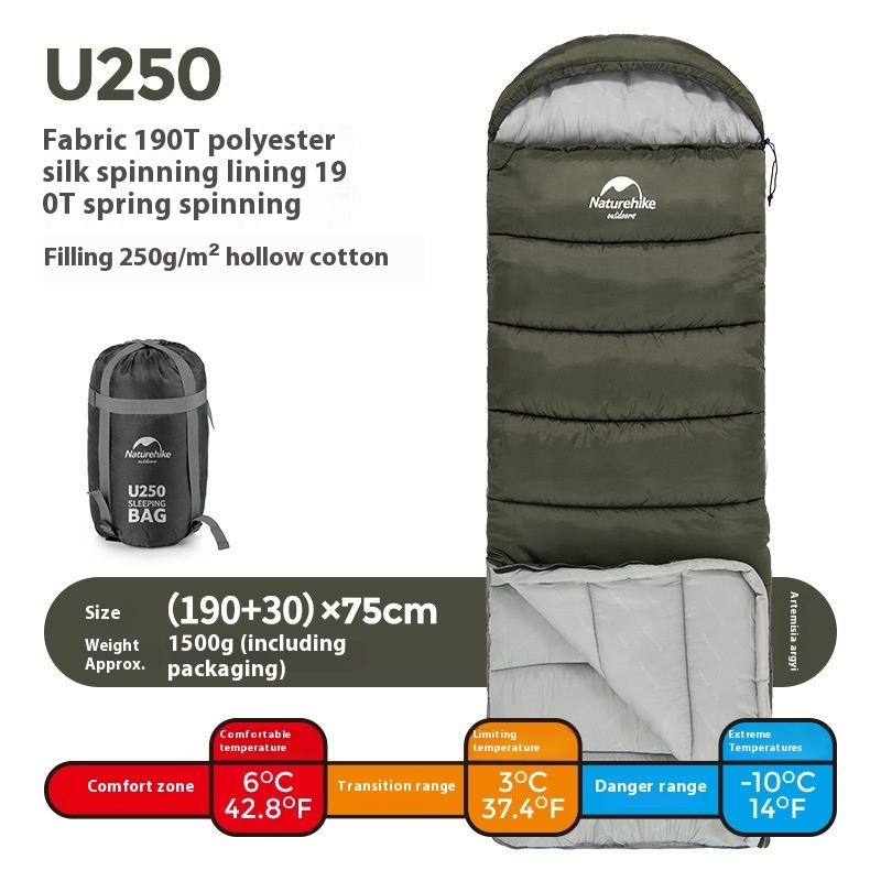 Naturehike Series Envelope Hooded Sleeping Bag Outdoor Camping Autumn And Winter Cold-proof Double - Image 36