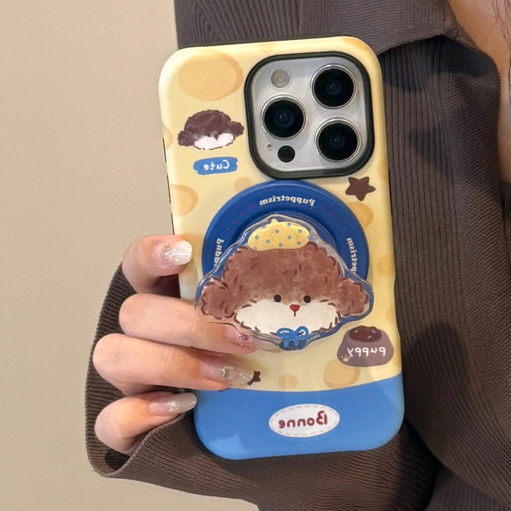 Cheese Puppy Magnetic Holder Phone Case With Cartoon Film Design