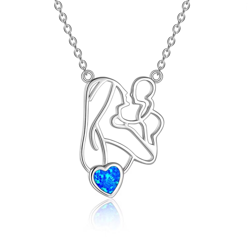 S925 Silver Mothers Day Heart-shaped Hollow All-Match Parent-Child Necklace