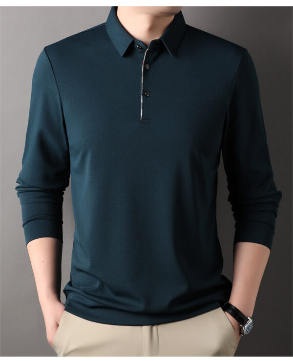 Men's Spring Autumn Long-sleeve Polo Shirt With A Turn-down Collar - Image 10