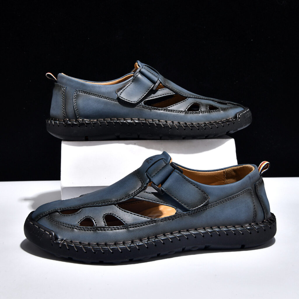 Breathable Hand-Sewn Mens Closed-Toe Sandals