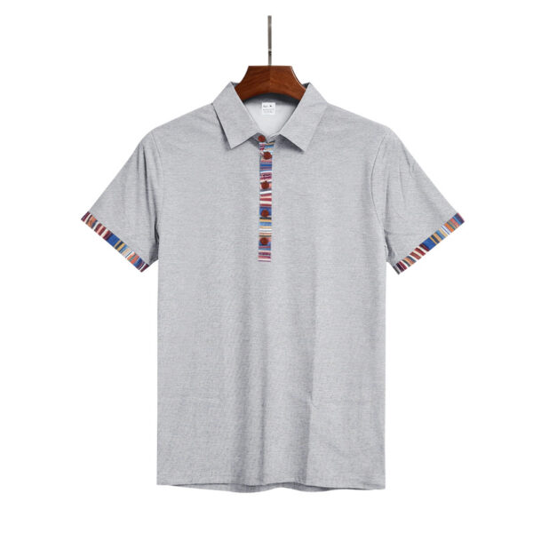Men's Casual Lapel Contrast-color Polo Shirt Short-sleeve Polo Tee - Image 12