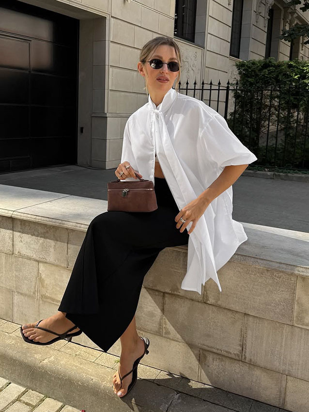 Loose-fitting Long-sleeved White Shirt With A Flowy Collar - Image 3