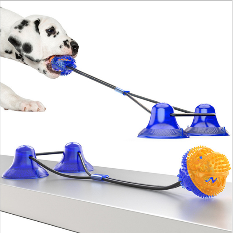 Multifunction Double Tug Rope Balls Sucker Toy Dog Molar Bite Toys - Image 2