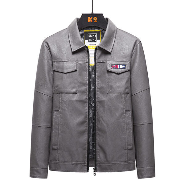 Fat and loose PU leather jacket - Image 2