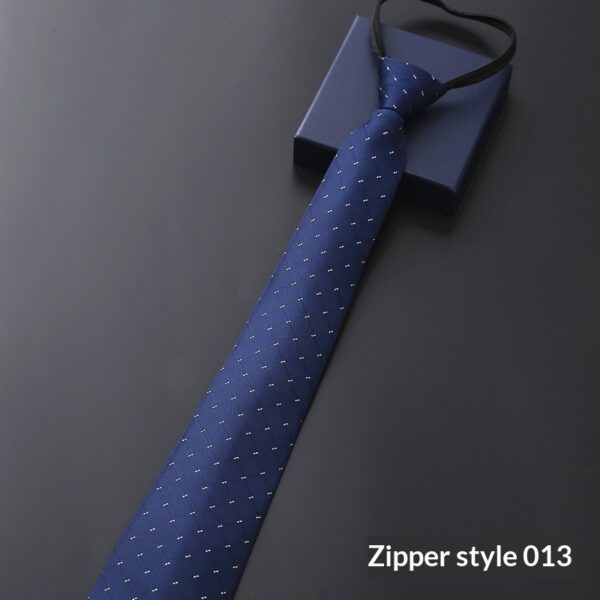 Mens Business Formal Zipper Tie With Blue Stripes - Image 34