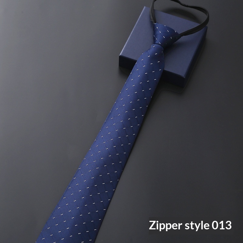 Mens Business Formal Zipper Tie With Blue Stripes - Image 34