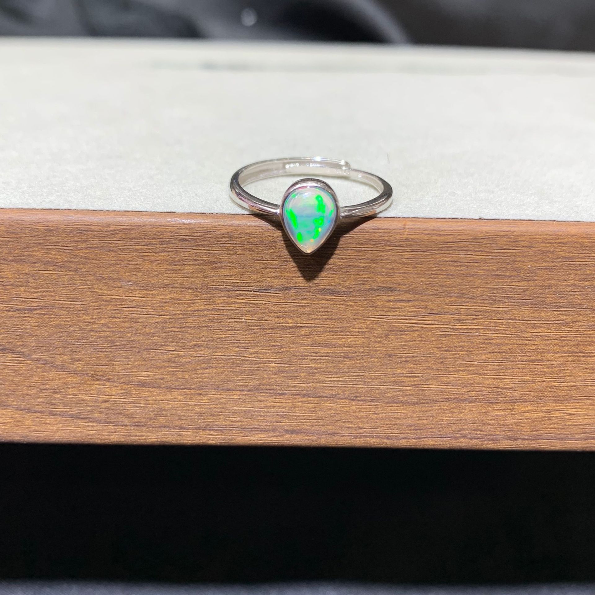 Natural Opal Ring, S925 Silver Setting, Minimalist Water-drop Shape, Opal Ring - Image 4