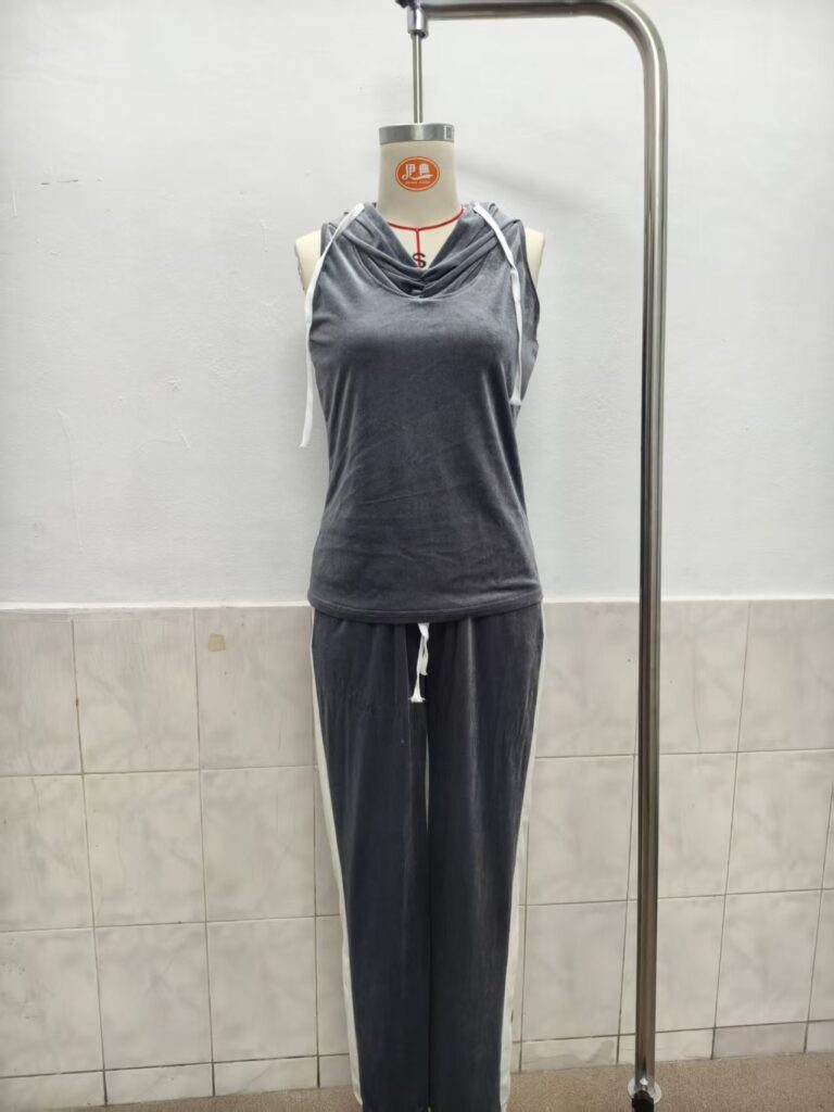 Velvet Womens Fashion Wide-Leg Pants Sports Suit