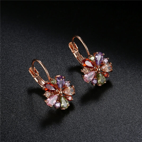 Colorful Zircon Ear Clips In Rose Gold - Image 2