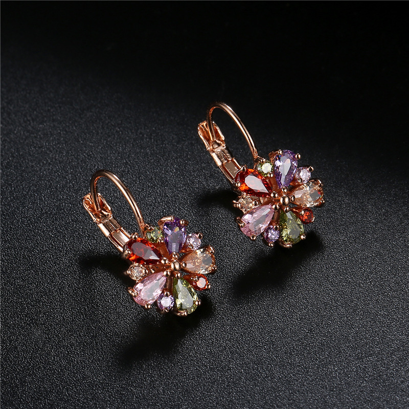 Colorful Zircon Ear Clips In Rose Gold - Image 2