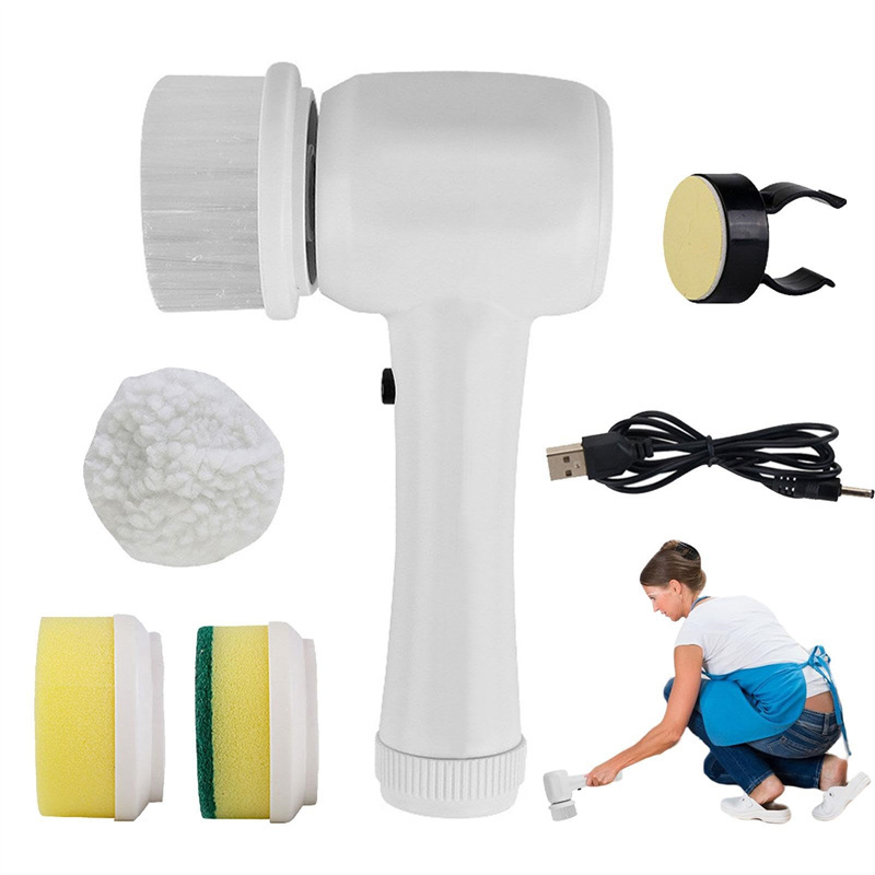 Electric Cleaning Brush 4 In 1 Spinning Scrubber Handheld Electric Cordless Cleaning Brush Portable - Image 1