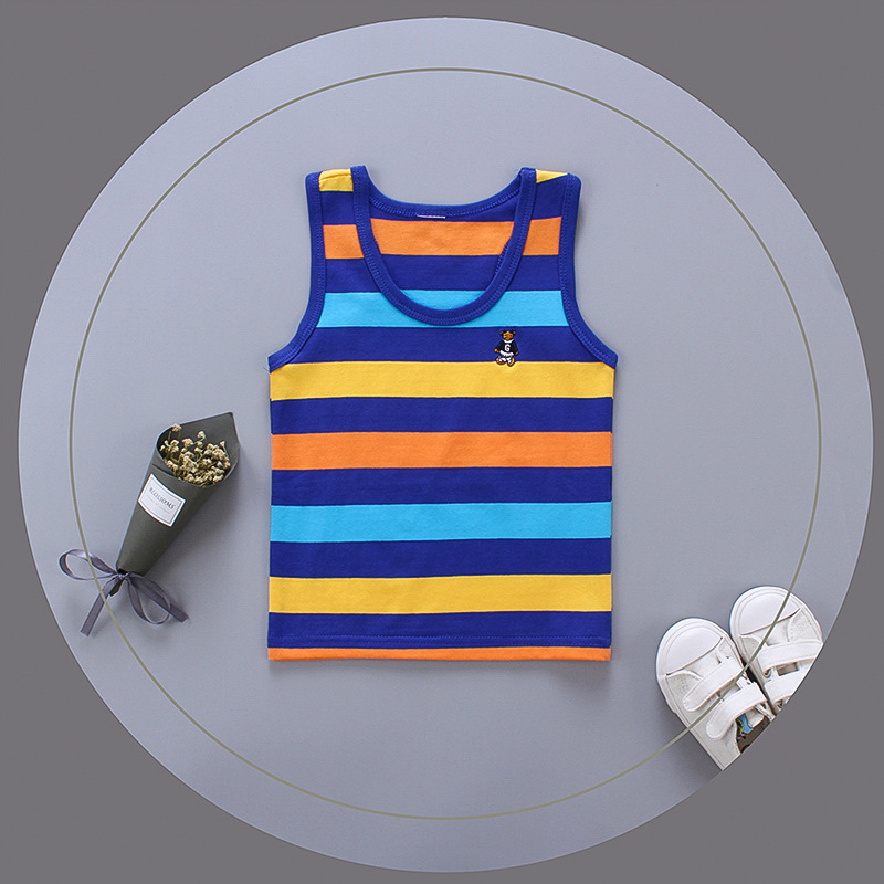 Breathable Cotton Striped Sleeveless Kids Vest - Image 36