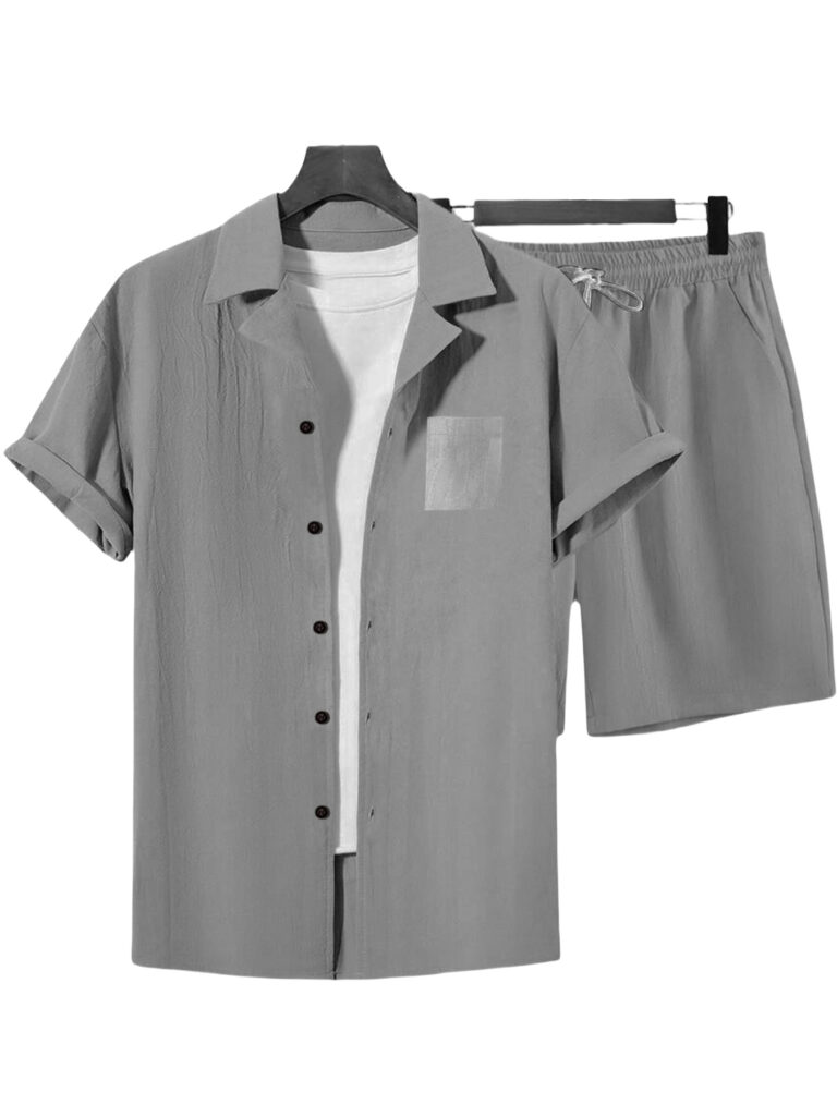 Men's Casual Linen Loose-Fit Button-Up Shirt With Lapel Collar