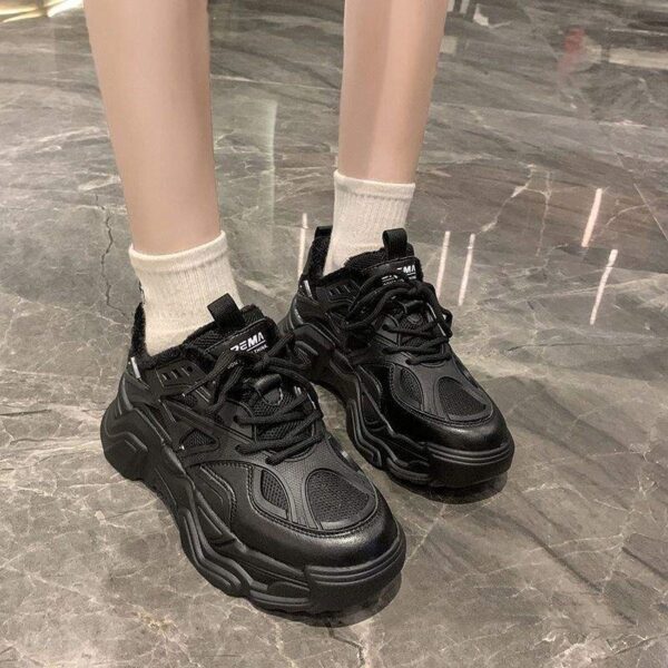 Women's Fleece-Lined Warm Non-Slip Thick-Soled Sneakers - Image 4