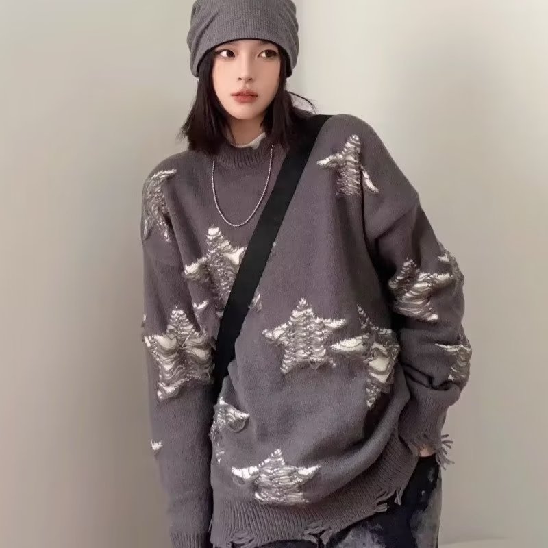 Fake Two-Piece Retro Preppy Style Knitted Sweater - Image 4