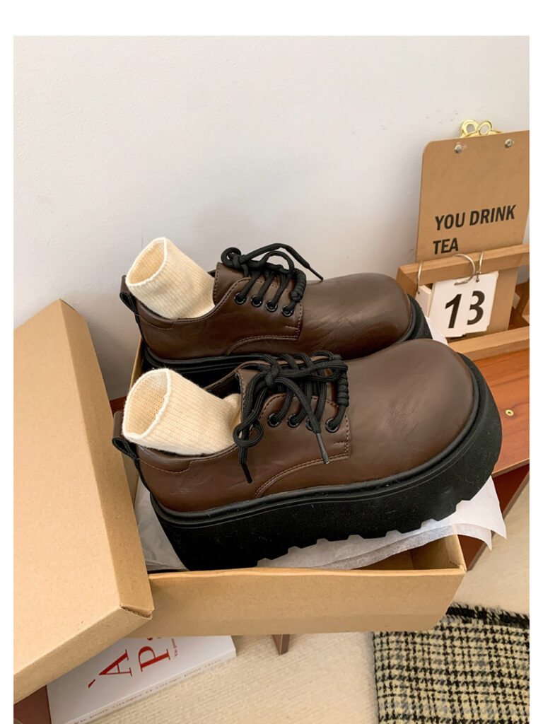 Women's Thick-Soled Retro British-Style Lace-Up Casual Shoes