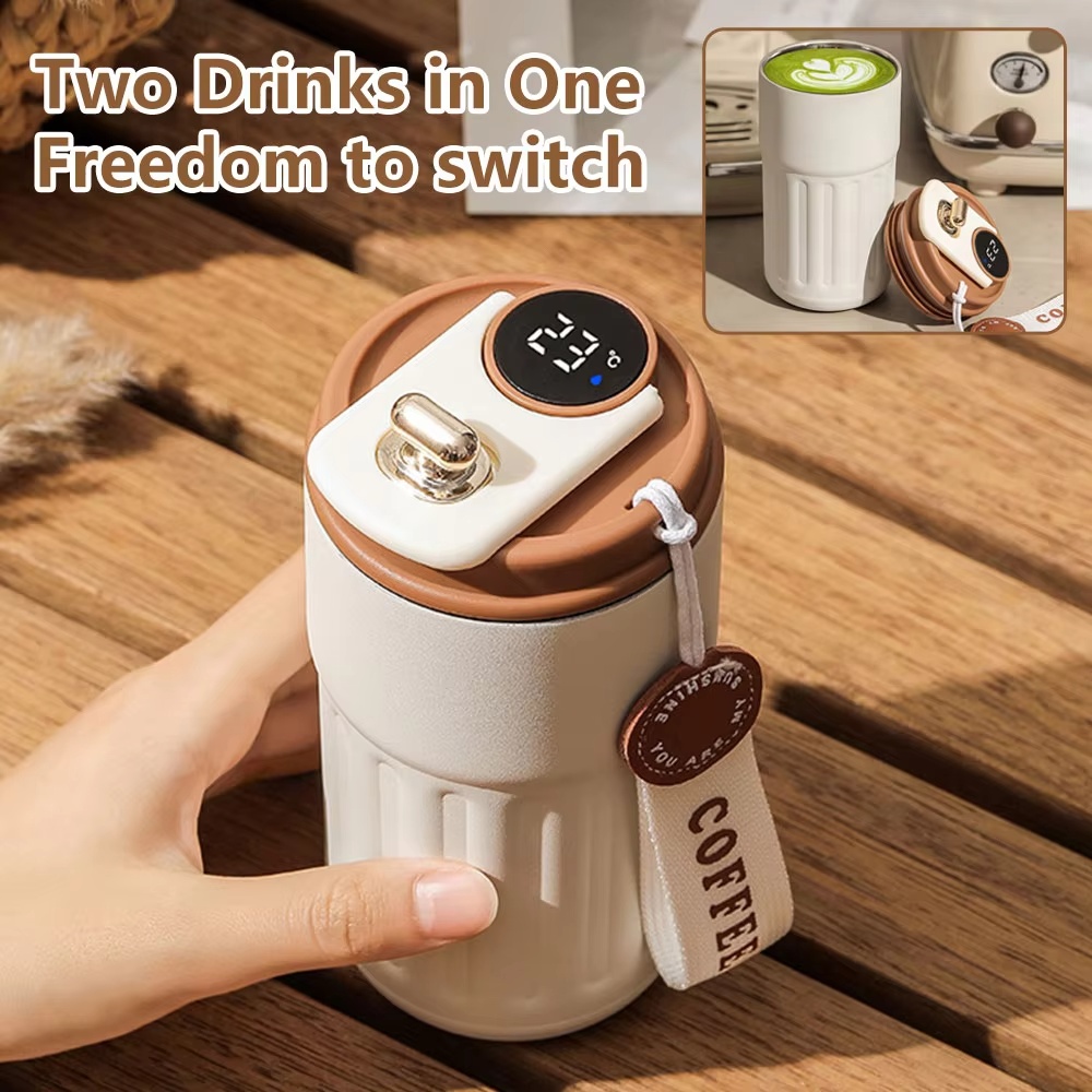 Smart Digital Thermal Bottle Portable Coffee Mug Stainless Steel Water Bottle In-Car Insulated Cup Keep Cold Vacuum Flasks 450ml - Image 12