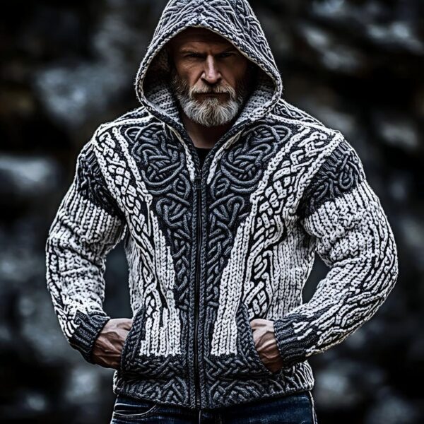 Men's Zippered Dual Pocket Casual Printed Hoodie - Image 23