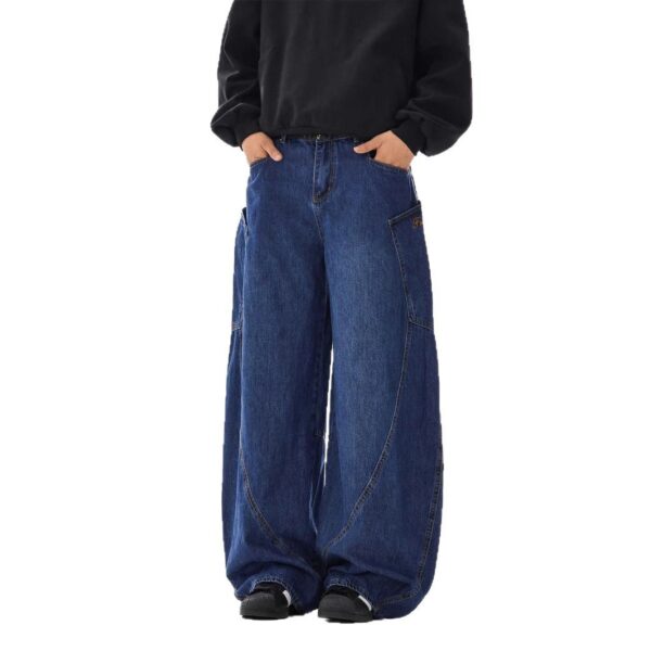 American-style Vintage Design Scimitar Workwear Jeans For Men And Women - Image 6