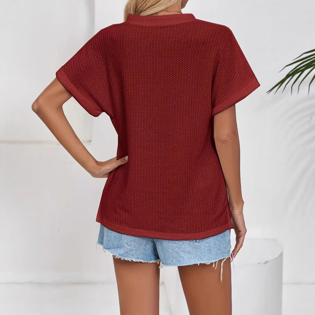 Women's Fashion Waffle-Weave Button-Up Top