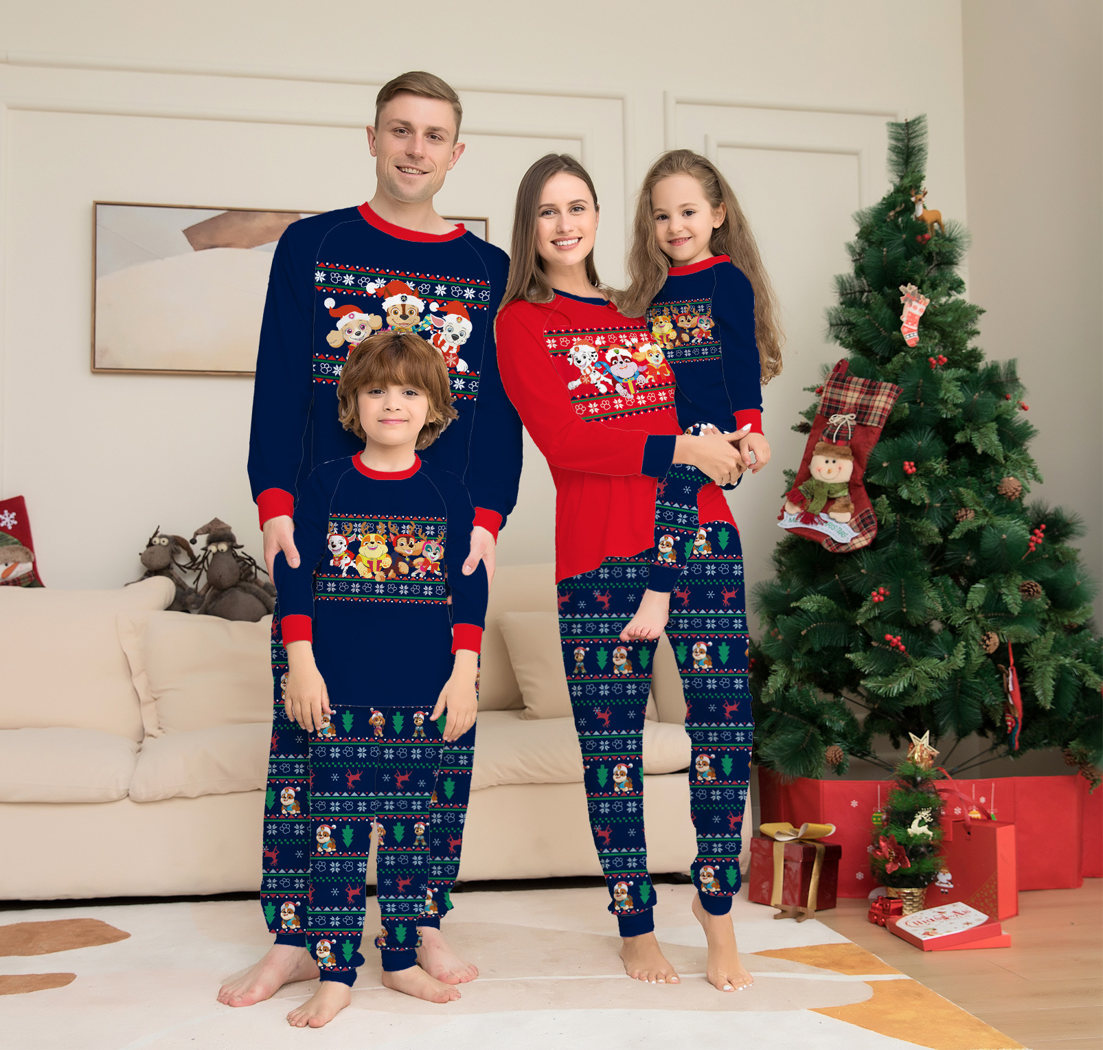 Matching Family Christmas Deer Pajamas Xmas Pjs Women Men Plaid Clothes Holiday Sleepwear - Image 1