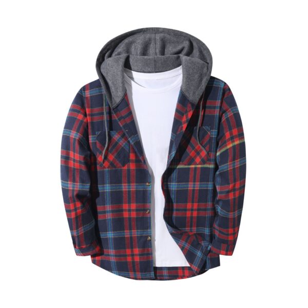 Mens Trendy Plaid Hooded Jacket - Image 37